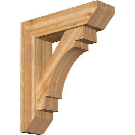 Ekena Millwork Merced Slat Rough Sawn Bracket w/ Offset Brace, Western Red Cedar, 8"W x 30"D x 34"H BKT0806X30X34MRC06RWR